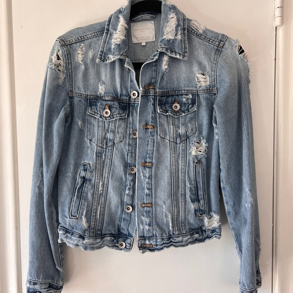 Zara distressed denim jacket